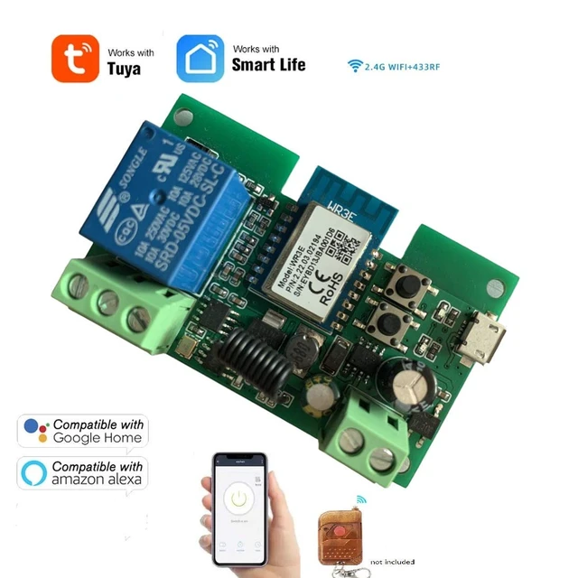 Alt view image 2 of 4 - WiFi Wireless Smart Switch Relay Module for Smart Home 5V 5V/12VBa Applied to Access Control, Turn on PC, Garage Door (1CH smart Life app)