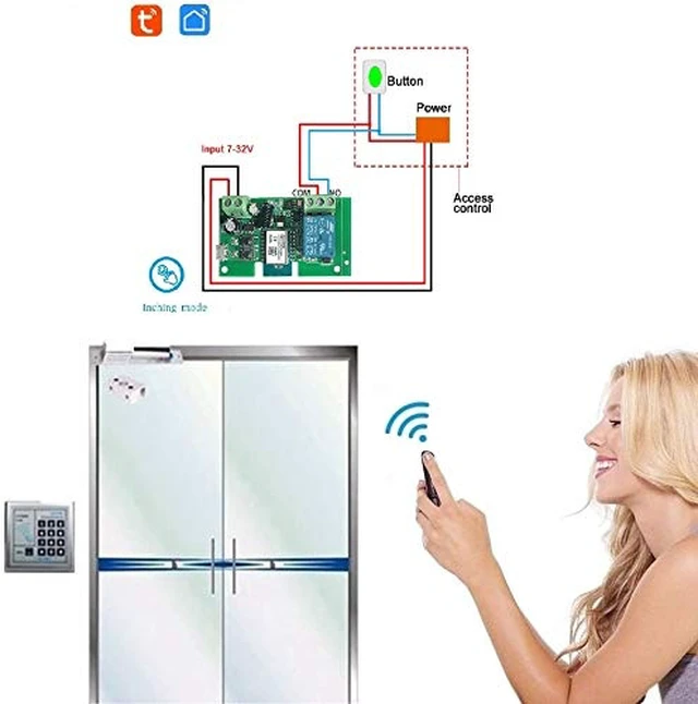 Alt view image 3 of 4 - WiFi Wireless Smart Switch Relay Module for Smart Home 5V 5V/12VBa Applied to Access Control, Turn on PC, Garage Door (1CH smart Life app)