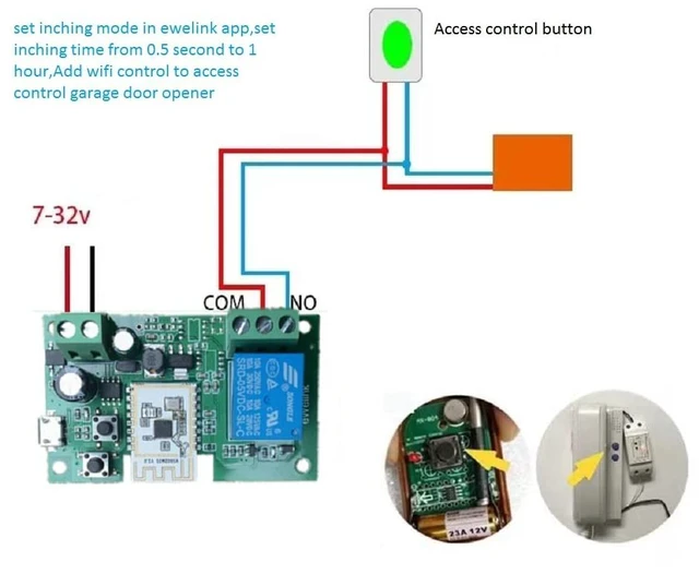 Alt view image 5 of 7 - WiFi Smart Switch Relay Module for Home Automation,Add WIFI to access control garage door,eWelink app Remote Dry Contact,Compatible with Alexa,Google assistant (1CH WIFI Bluetooth)