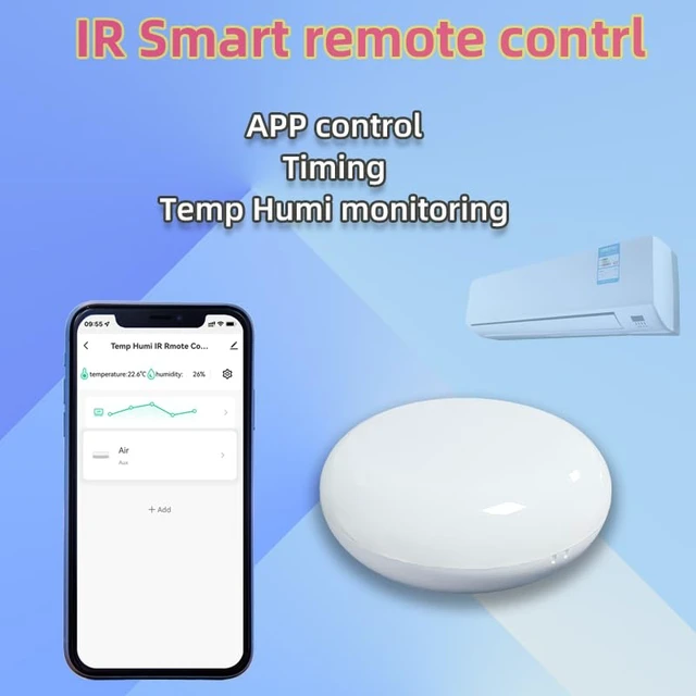 Alt view image 6 of 7 - WiFi Temperature Humidity Monitor and Smart IR Remote Control Home House Greenhouse Home Pet Garage, Compatible with Alexa