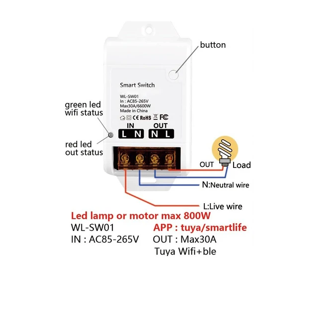 Alt view image 3 of 7 - Tuya Smart life app 30A High Power WiFi Smart Switch with Energy Monitor,Compatible with Alexa/Google Home