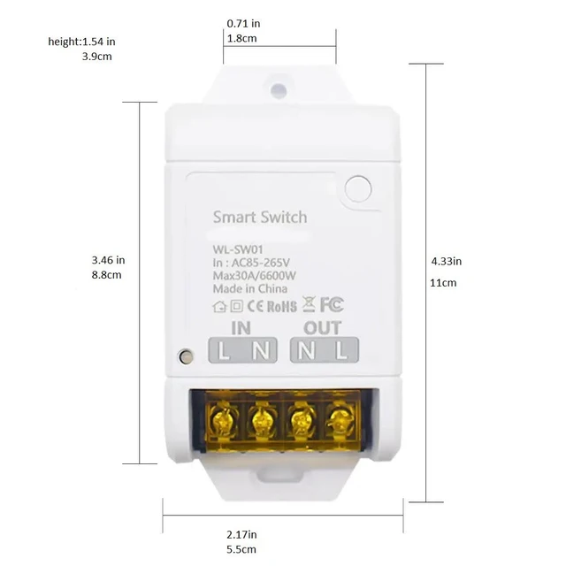 Alt view image 4 of 7 - Tuya Smart life app 30A High Power WiFi Smart Switch with Energy Monitor,Compatible with Alexa/Google Home