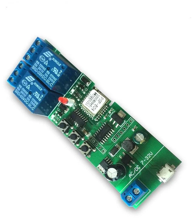 Main image of WiFi Wireless Smart Switch Relay Module for Smart Home 5V 5V/12VBa Applied to Access Control, Turn on PC, Garage Door (2CH WiFi Inching Relay)