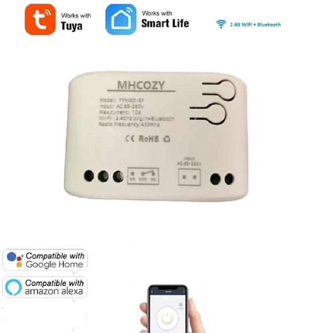 Alt view image 2 of 7 - Updated WiFi Wireless Smart Switch Inching Self-Locking Relay Module,be Applied to Access Control,DIY WiFi Garage Door Opener (Smart Life app 1CH 85-250v)