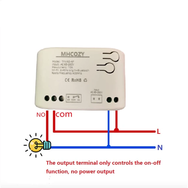 Alt view image 4 of 7 - Updated WiFi Wireless Smart Switch Inching Self-Locking Relay Module,be Applied to Access Control,DIY WiFi Garage Door Opener (Smart Life app 1CH 85-250v)