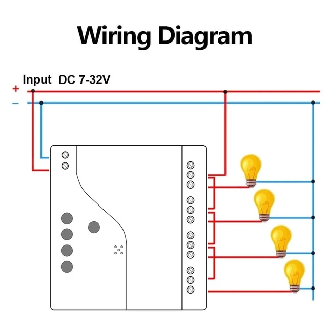 Alt view image 4 of 7 - Wi-Fi Wireless Smart Switch, 4CH Din Rail Mounting Dry Contact Home Automation Module,Tuya app Remote Control Timer Schedule,with External Switch Pin,Compatible with Alexa