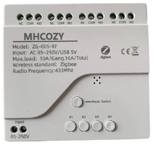 Main image of AC/DC Zigbee Wireless RF Remote Control Relay Switch,Work with Home Assistant ZigBee 2mqtt (85-250V 4CH)