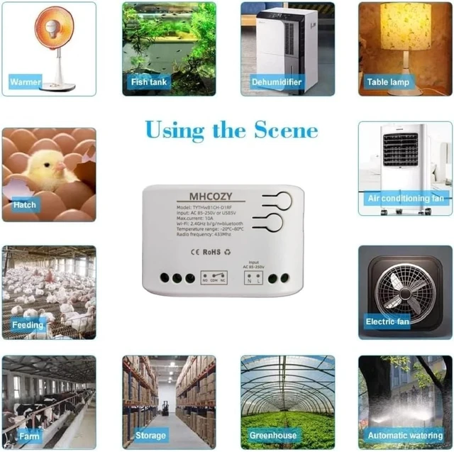 Alt view image 5 of 6 - Tuya app WiFi Temperature Controller,1 Channel 110v 10A Dry Contact Relay Switch,Compatible with Alexa Google Home, TYTHWB1CH
