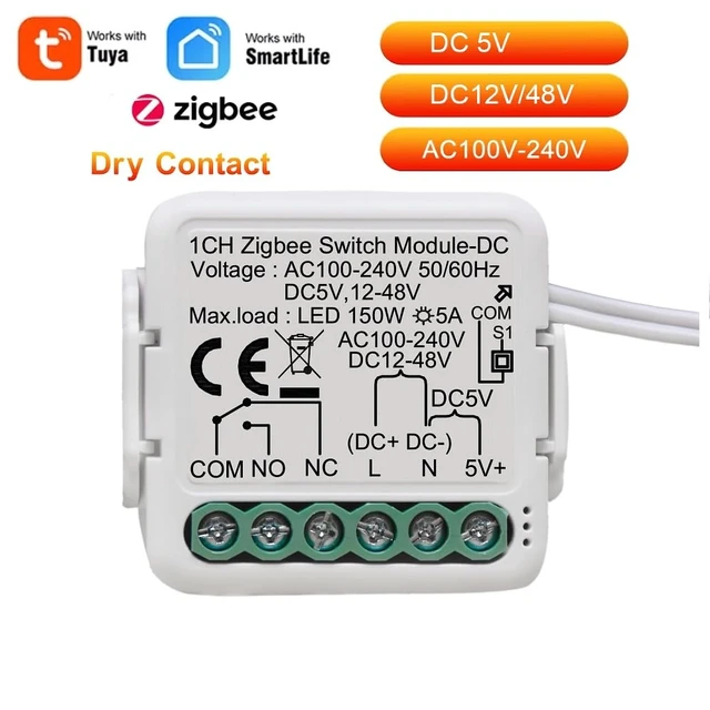 Alt view image 2 of 7 - 1 Channel DC 12V 24V AC 100-240V Tuya Smart Life app Dry Contact Zigbee Smart Relay Switch Module,Compatible with Alexa Google Home