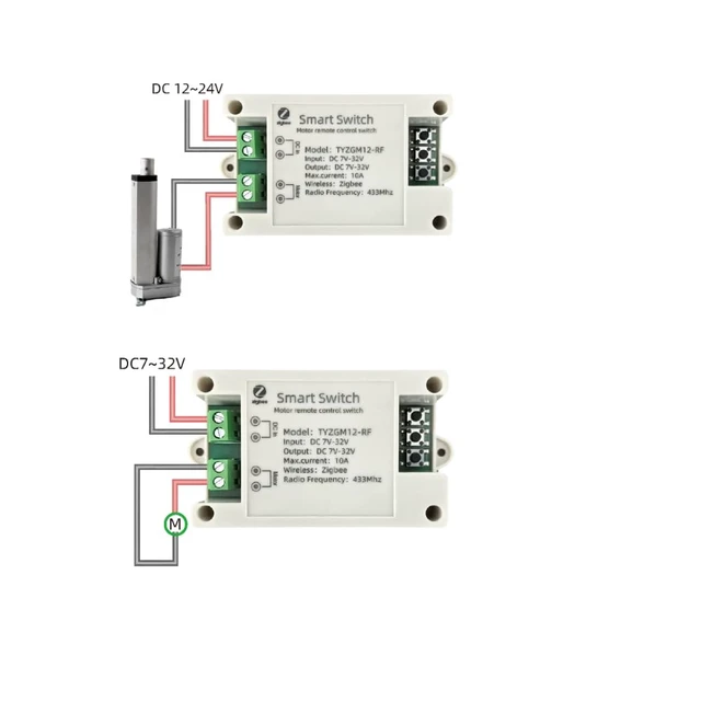 Alt view image 3 of 6 - Tuya Smart Life Zigbee Remote Control Forward Reverse Relay Module for DC 7-32v Smart Linear Actuator,Compatible with Alexa(Tuya Zigbee Hub Needed)