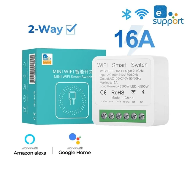 Alt view image 2 of 7 - Mini WiFi Switch Module,eWelink app Bluetooth Remote Control 1 Channel Smart Wireless Light Switch,Compatible with Alexa