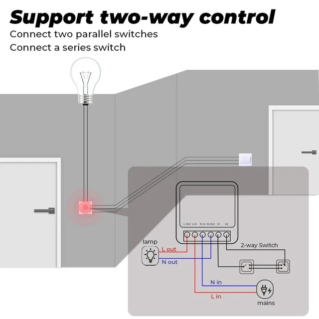 Alt view image 5 of 7 - Mini WiFi Switch Module,eWelink app Bluetooth Remote Control 1 Channel Smart Wireless Light Switch,Compatible with Alexa