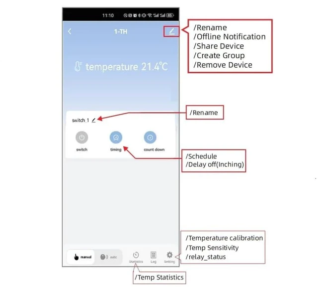 Alt view image 3 of 7 - Zigbee Temperature Sensor Switch with Waterproof Probe,Phone App Remote Monitor Temperature,10A Dry Contact Relay Switch,Tuya Zigbee Hub Needed