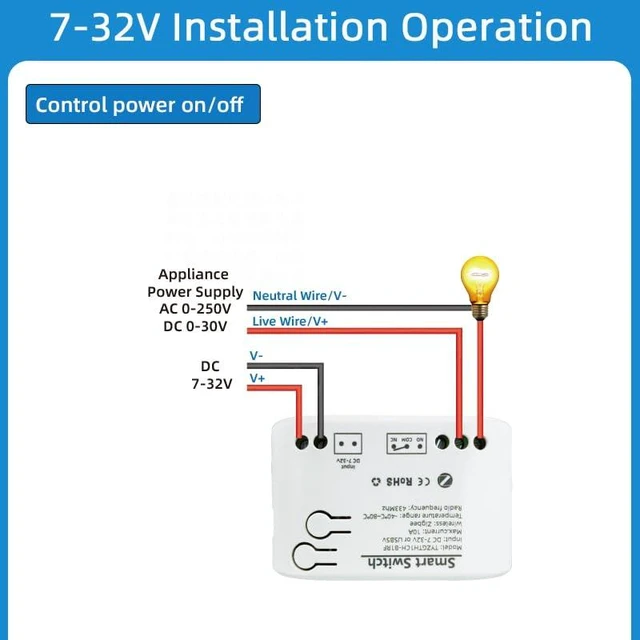 Alt view image 4 of 7 - Zigbee Temperature Sensor Switch with Waterproof Probe,Phone App Remote Monitor Temperature,10A Dry Contact Relay Switch,Tuya Zigbee Hub Needed