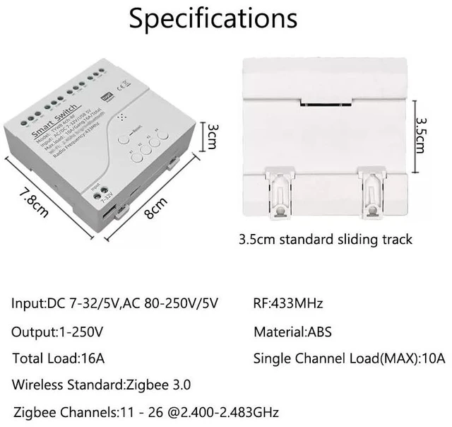 Alt view image 6 of 7 - Tuya Zigbee Relay Switch Controller,Work with Tuya Zigbee Gateway APP Voice Control Home Automation