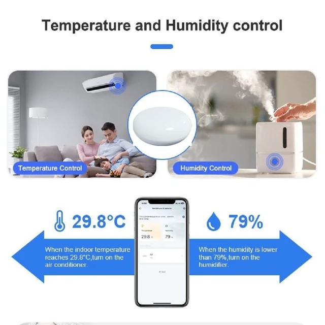 Alt view image 4 of 7 - WiFi Temperature Humidity Monitor and Smart IR Remote Control Home House Greenhouse Home Pet Garage, Compatible with Alexa