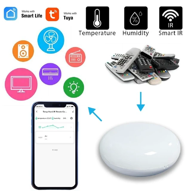 Alt view image 2 of 7 - WiFi Temperature Humidity Monitor and Smart IR Remote Control Home House Greenhouse Home Pet Garage, Compatible with Alexa