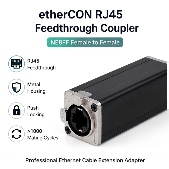 Alt view image 2 of 6 - etherCON RJ45 Coupler Inline Connector for Cable Extension Compatible with NE8FF NE8MC and All Standard RJ45 Plugs Equipped with Recognized Spring Locking System (NE8FF_1PCS)