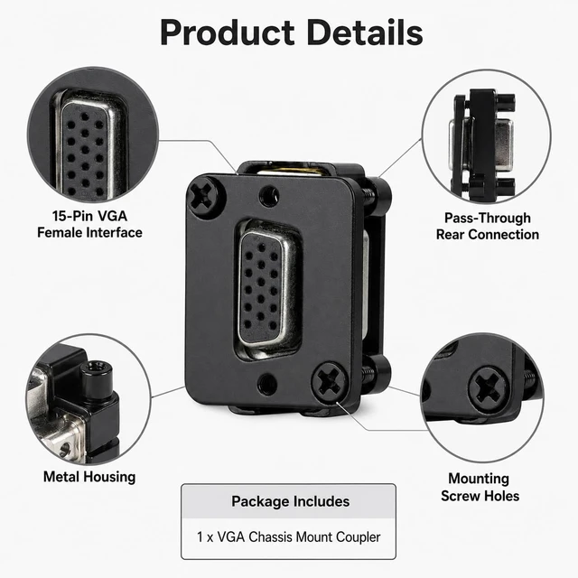Alt view image 6 of 7 - D R Series Panel-Mount Connector (VGA)