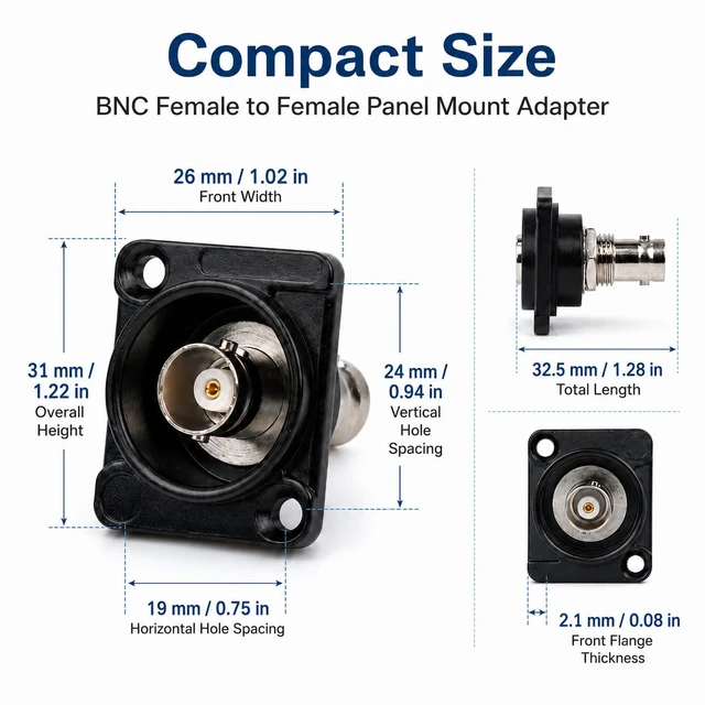 Alt view image 4 of 7 - D R Series BNC Passthrough Panel-Mount Connector (BNC_5Pack)