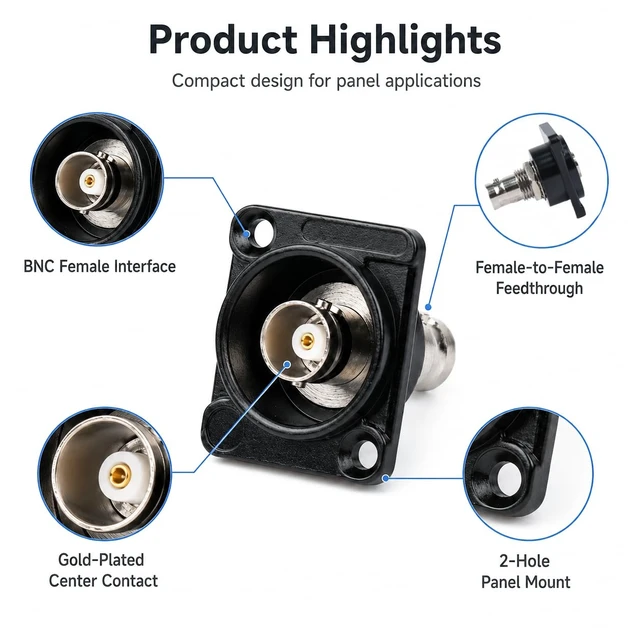 Alt view image 5 of 7 - D R Series BNC Passthrough Panel-Mount Connector (BNC_5Pack)