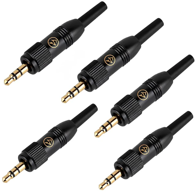 Main image of 3.5mm 1/8" Locking Connector Retractable Gold Plated Microphone Connection Small Three Pin Audio Plug Ideal for Secure and Stable Audio Performance (5PCS)