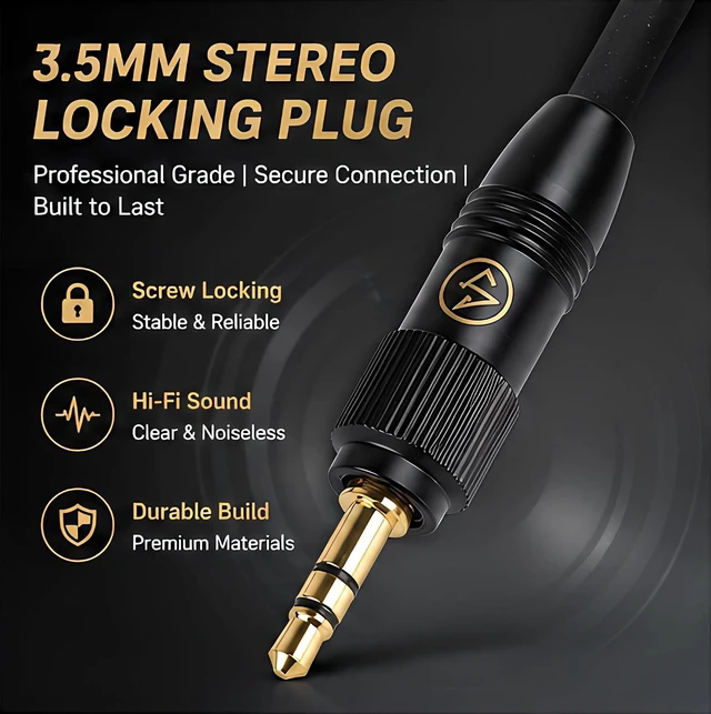 Alt view image 2 of 7 - 3.5mm 1/8" Locking Connector Retractable Gold Plated Microphone Connection Small Three Pin Audio Plug Ideal for Secure and Stable Audio Performance (5PCS)