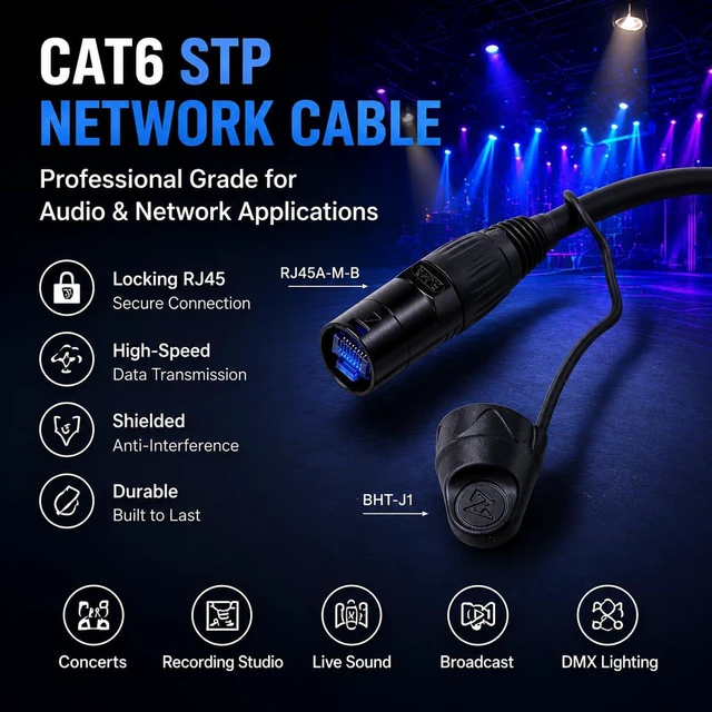 Alt view image 2 of 7 - Professional CAT6 Ethercon RJ45 Cable Both Ends with Shielded Connectors (10 Feet)