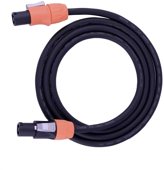 Main image of IP65 3 Core 14AWG Power Cable Waterproof Connector SAC3FCA-WP to SAC3FCB-WP Ideal for Outdoor LED Screens Stage Lighting Speakers Durable High Performance Electrical Wiring (6Feet)