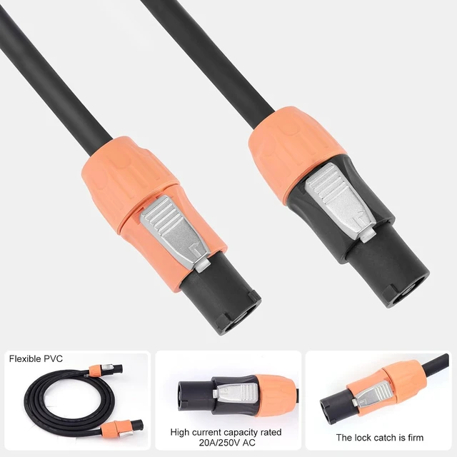 Alt view image 3 of 6 - IP65 3 Core 14AWG Power Cable Waterproof Connector SAC3FCA-WP to SAC3FCB-WP Ideal for Outdoor LED Screens Stage Lighting Speakers Durable High Performance Electrical Wiring (6Feet)