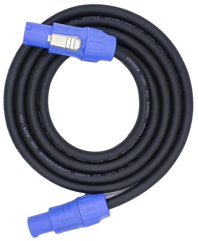 Main image of Hand-Built PowerCon Cable AC 14 AWG Power Cable for LED Display Screen Light Extension Speakon Cable (Blue, 6Feet)