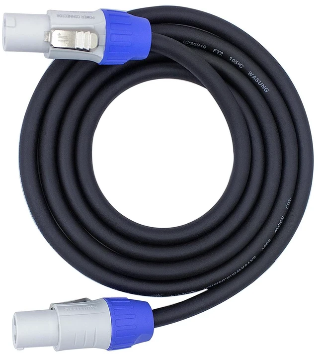 Main image of Hand-Built PowerCon SAC3FCB to SAC3FCB AC 14 AWG Power Cable for LED Display Screen Light Extension Speakon (White, 6Feet)