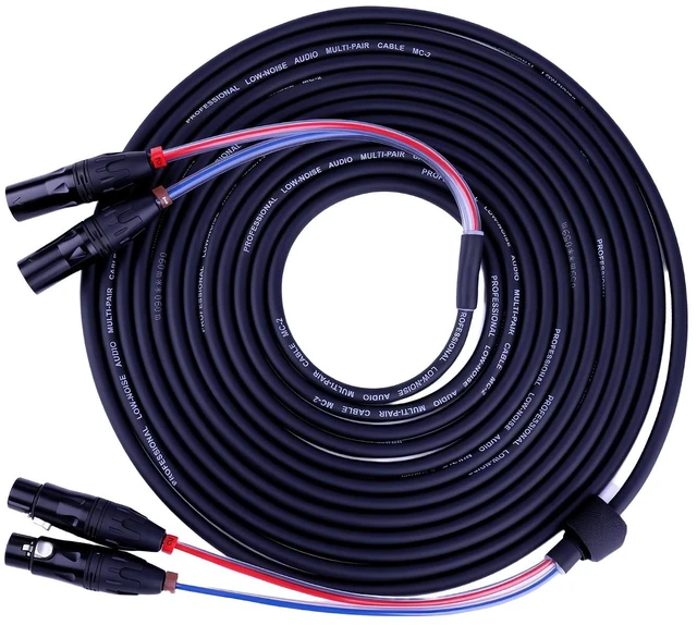 Main image of 4 Channel Professional Multi-Media Snake Cable 4 Pairs Male to Female 3 Pin XLR Balanced Audio Extension Cable (2-Channel_25Ft)