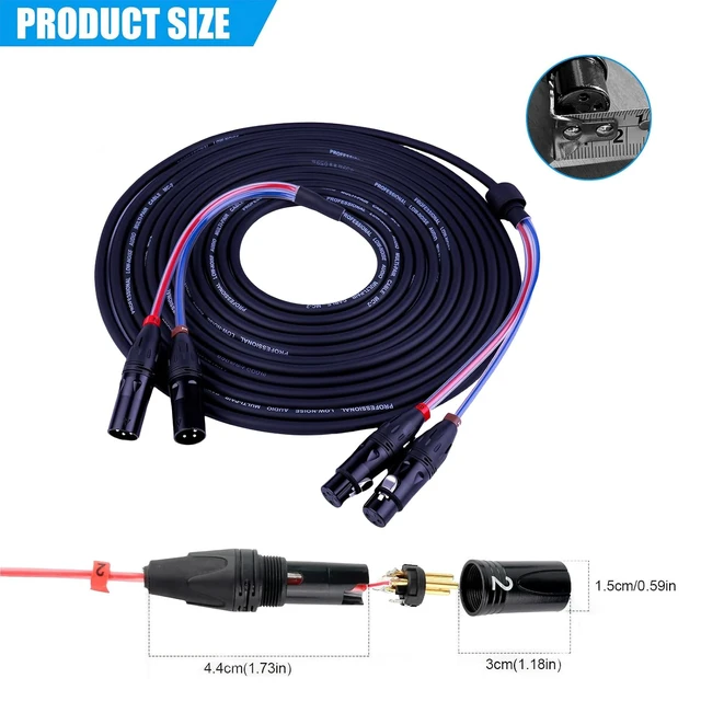 Alt view image 2 of 5 - 4 Channel Professional Multi-Media Snake Cable 4 Pairs Male to Female 3 Pin XLR Balanced Audio Extension Cable (2-Channel_25Ft)
