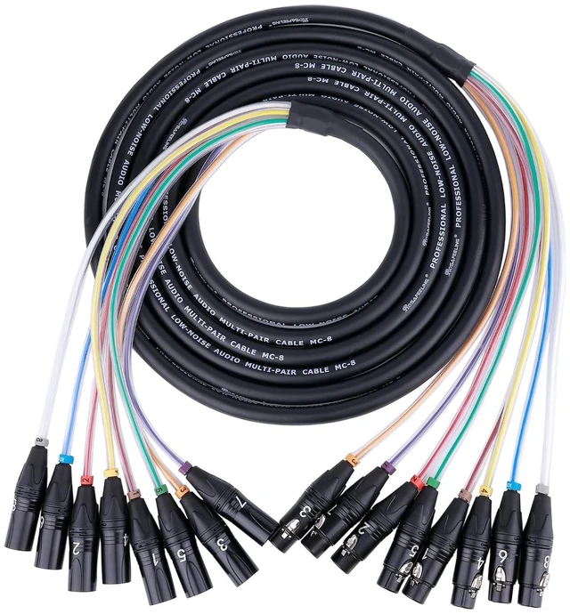 Main image of 8 Channel Professional Multi-Media Snake Cable 8 Pairs Male to Female 3 Pin XLR Balanced Audio Extension Cable (10Feet)