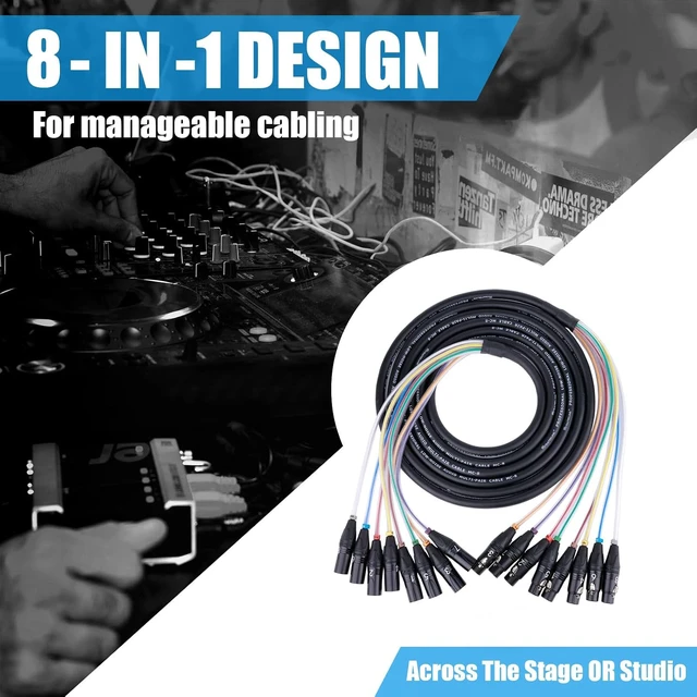 Alt view image 4 of 5 - 8 Channel Professional Multi-Media Snake Cable 8 Pairs Male to Female 3 Pin XLR Balanced Audio Extension Cable (15Feet)