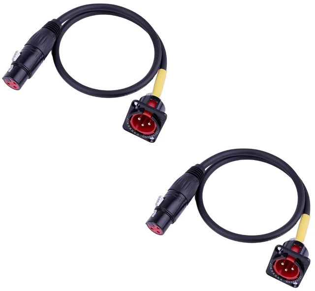 Main image of D-Type Panel Mount to Male/Female Connector Cable Ultra Flexible 3pin Microphone Cable Ideal for Audio and Video Equipment |50cm 20inch 2Pcs (D-XLR Male to XLR Female_2Pcs)