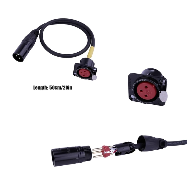 Alt view image 3 of 5 - D-Type Panel Mount to Male/Female Connector Cable Ultra Flexible 3pin Microphone Cable Ideal for Audio and Video Equipment |50cm 20inch 2Pcs (D-XLR Female to XLR Male_2Pcs)