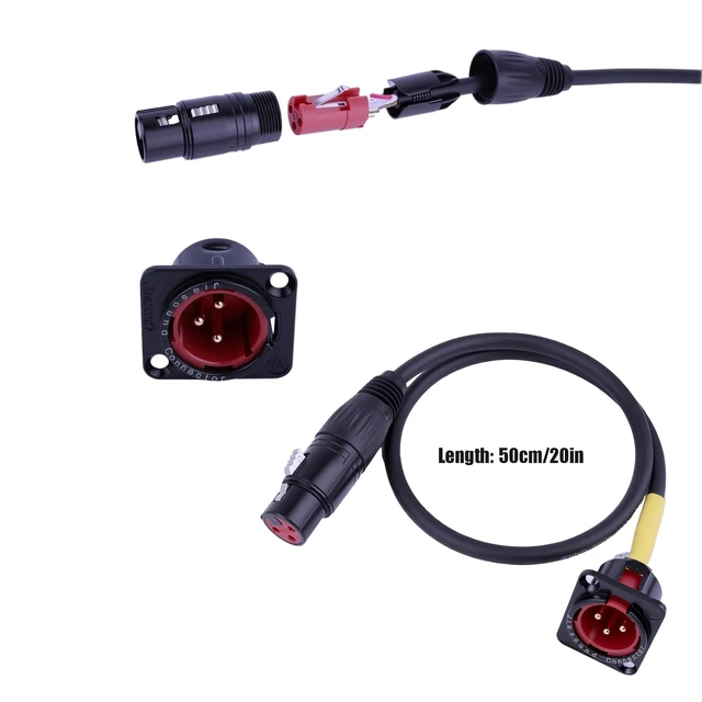 Alt view image 3 of 5 - D-Type Panel Mount to Male/Female Connector Cable Ultra Flexible 3pin Microphone Cable Ideal for Audio and Video Equipment |50cm 20inch 2Pcs (D-XLR Male to XLR Female_2Pcs)