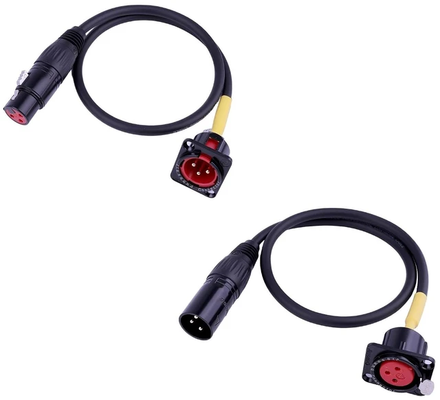 Main image of D-Type Panel Mount to Male/Female Connector Cable Ultra Flexible 3pin Microphone Cable Ideal for Audio and Video Equipment |50cm 20inch 2Pcs (1Pair)