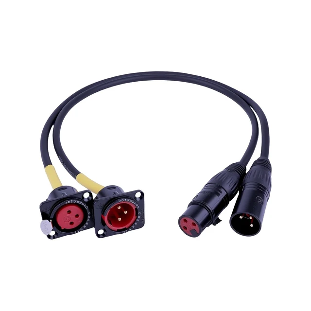 Alt view image 2 of 6 - D-Type Panel Mount to Male/Female Connector Cable Ultra Flexible 3pin Microphone Cable Ideal for Audio and Video Equipment |50cm 20inch 2Pcs (1Pair)