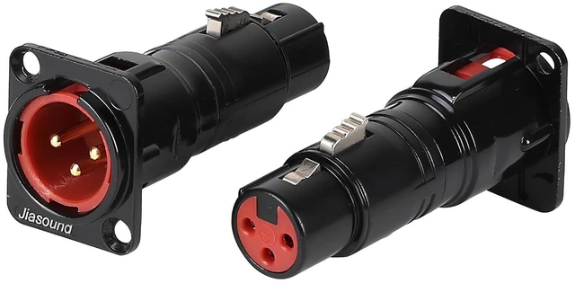 Main image of 1PCS 3-Pin D-Shape XLR Male to Female Panel Mount Connector, Panel-Mount Audio Feed-Through Adapter for Microphone, Audio Rack, Stage Box and Patch Panel