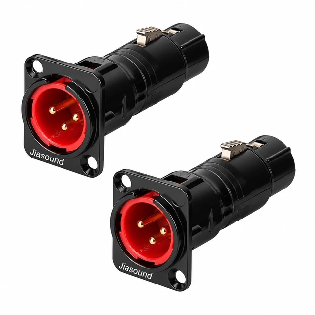 Main image of 2PCS 3-Pin D-Shape XLR Male to Female Panel Mount Connector, Panel-Mount Audio Feed-Through Adapter for Microphone, Audio Rack, Stage Box and Patch Panel