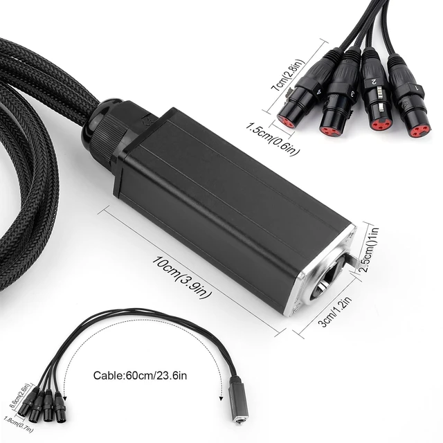 Alt view image 2 of 5 - 4 Channel Snake Audio Cable Breakout Extender XLR to Ethercon RJ45 CAT5/CAT6 for Live Stage Sound Lighting Recording (Pair with 2Ft Cables)
