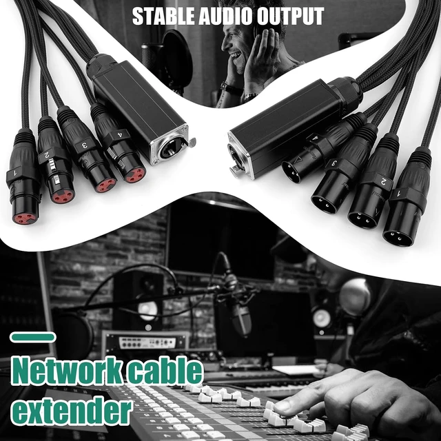 Alt view image 4 of 5 - 4 Channel Snake Audio Cable Breakout Extender XLR to Ethercon RJ45 CAT5/CAT6 for Live Stage Sound Lighting Recording (Pair with 2Ft Cables)