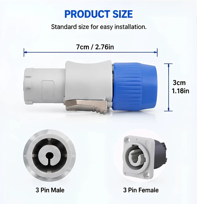 Alt view image 6 of 7 - 3 PIN AC Powercon Connector Male Plug 20A/250V for Stage Light LED Screen White Connector Compatible with NAC3FCA, NAC3FCB, NAC3MA-1, NAC3MPB-1 ConnectorWhite_5 Pcs