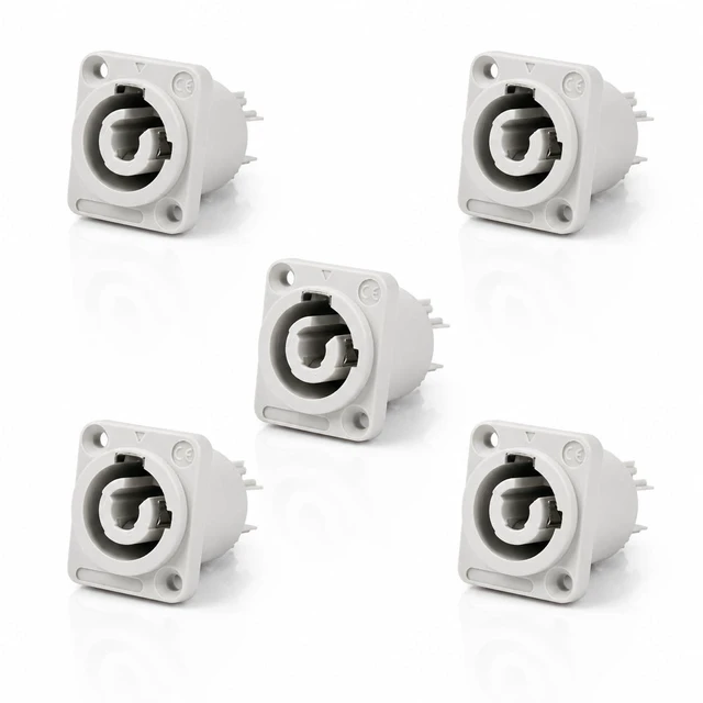 Main image of 3 PIN AC Powercon Connector Male Plug 20A/250V for Stage Light LED Screen White Output Socket Compatible with NAC3FCA, NAC3FCB, NAC3MA-1, NAC3MPB-1 Connector.White_Socket_5 Pcs