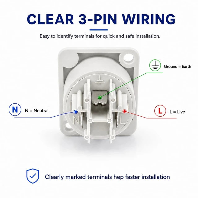 Alt view image 3 of 7 - 3 PIN AC Powercon Connector Male Plug 20A/250V for Stage Light LED Screen White Output Socket Compatible with NAC3FCA, NAC3FCB, NAC3MA-1, NAC3MPB-1 Connector.White_Socket_5 Pcs