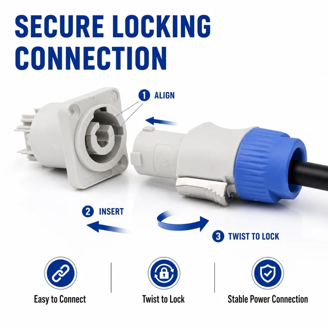 Alt view image 5 of 7 - 3 PIN AC Powercon Connector Male Plug 20A/250V for Stage Light LED Screen White Output Socket Compatible with NAC3FCA, NAC3FCB, NAC3MA-1, NAC3MPB-1 Connector.White_Socket_5 Pcs