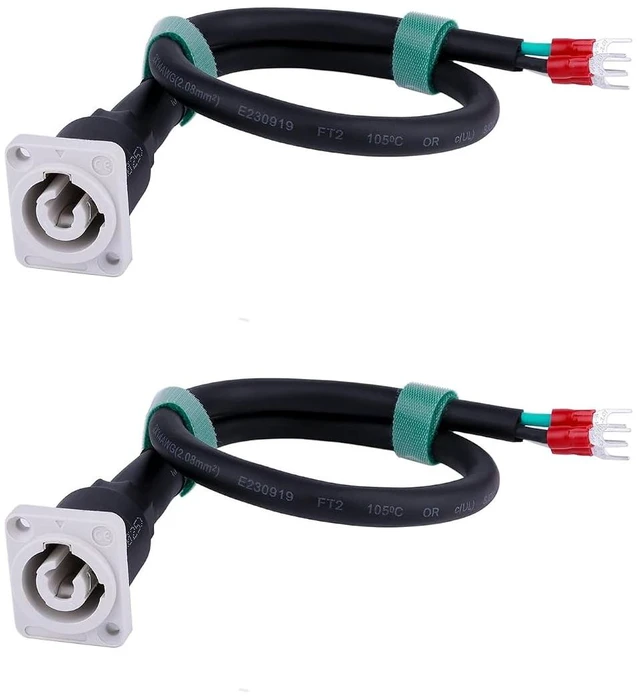 Main image of 3 PIN AC Powercon Connector Male Connector Blue/White Socket_with 14Awg 1.5Feet PoweCable 20A/250V for Stage Light LED Screen (White_Socket_with 1.5Ft_2PCS)